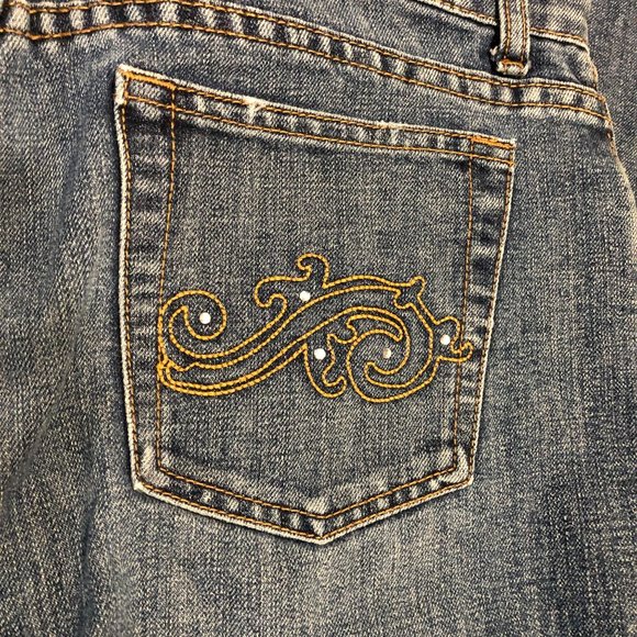 Zena Jeans Med Wash Embellished Brown Embroidery Rhinestones Womens Sz 14P - Picture 7 of 14